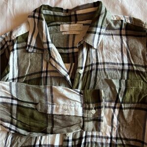 Classic Fit Plaid Shirt - Green and White